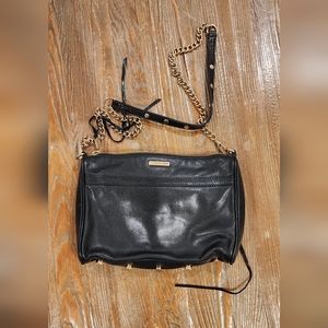 Rebecca Minkoff Crossbody Leather Bag Black Gold